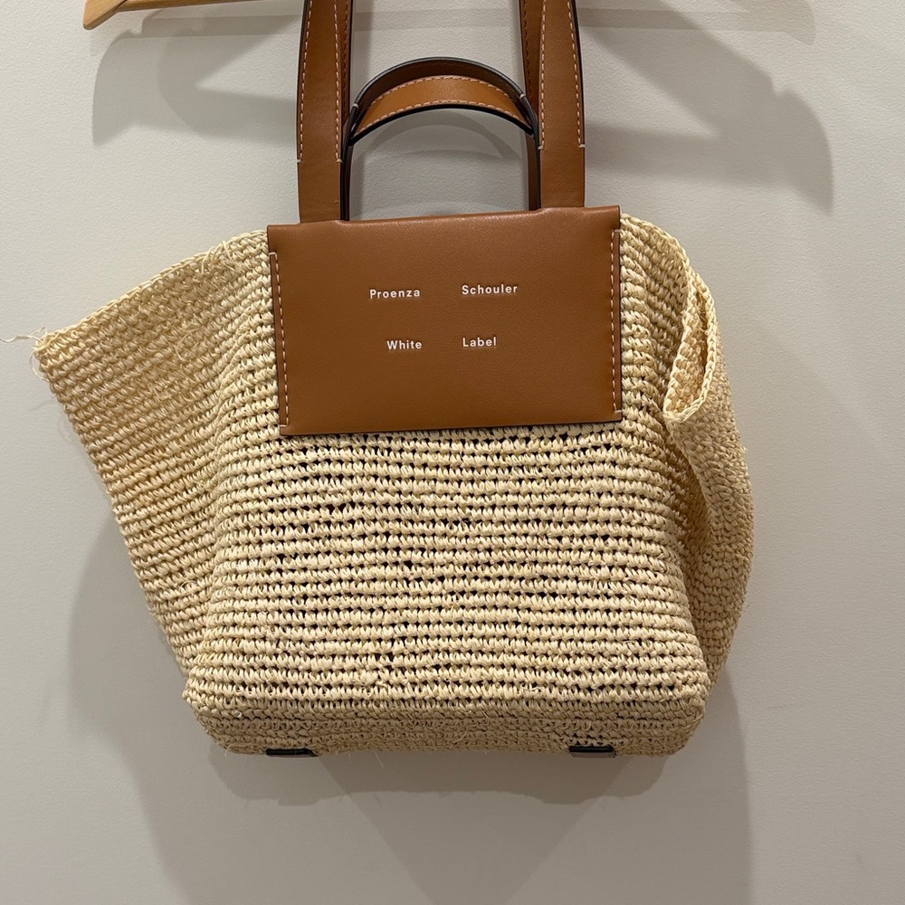 Proenza Schouler Tan and Cream Woven Raffia Tote